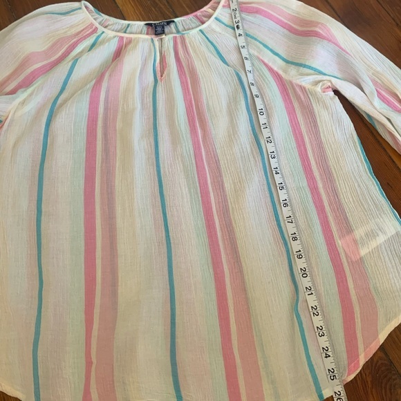 Chaps | Sheer Striped Blouse | M - Picture 10 of 10